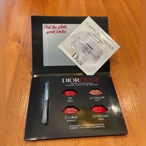 DIOR ROUGE LIPSTICK COMPACT 4 PACK SAMPLE W/BRUSH CAPTURE TOTALE CREME